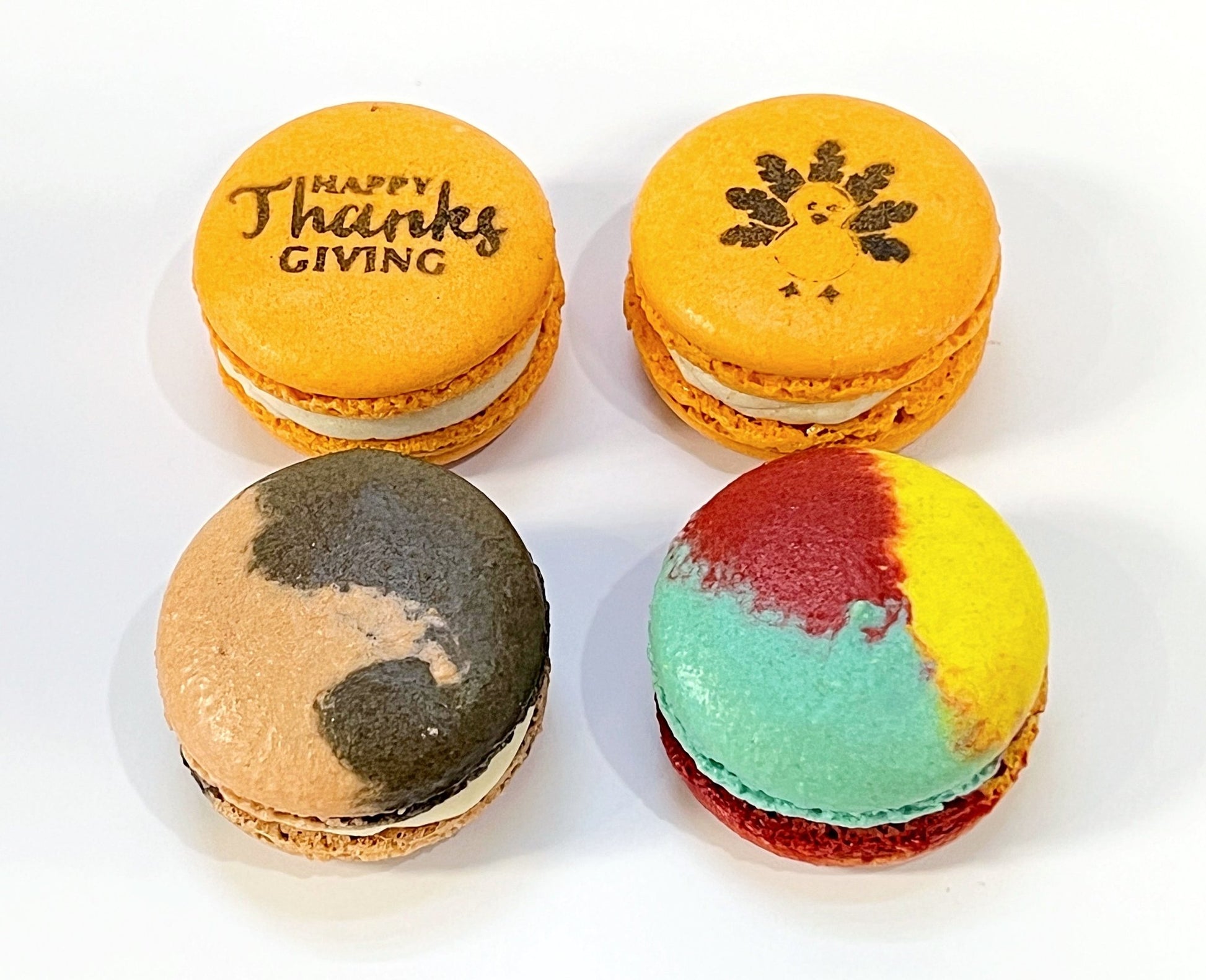 12 Pack Happy Thanksgiving Macaron Collection with Clear Gift Box | Ideal for Thanksgiving Festivities - Macaron Centrale