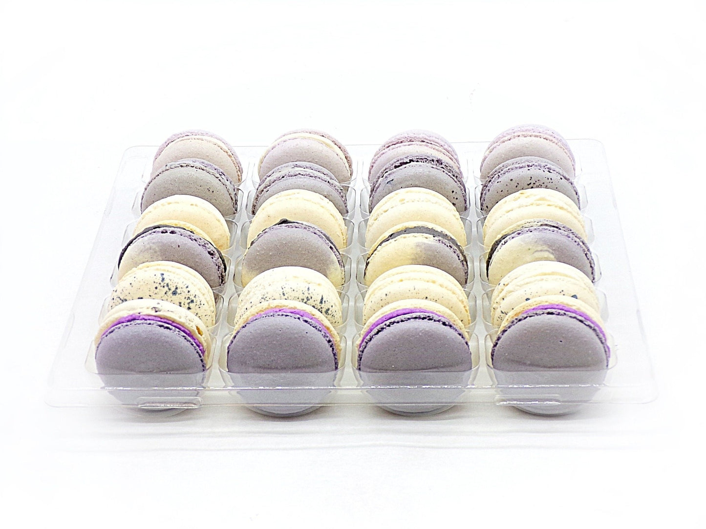 24 Pack Assorted Macaron, The Grey Set | Great for any party, celebration. - Macaron Centrale