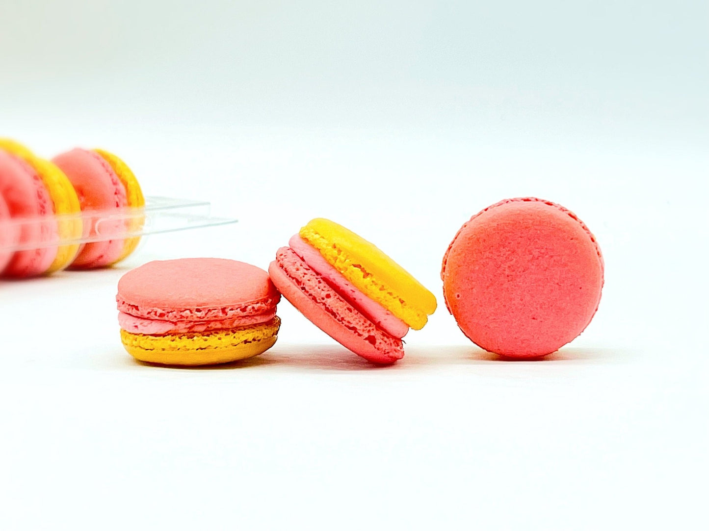 50 Pack Apricot - Raspberry French Macaron Value Pack - Macaron Centrale