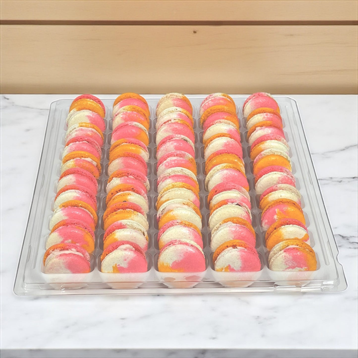 50 Pack Berry Mango Wave French Macarons - Macaron Centrale