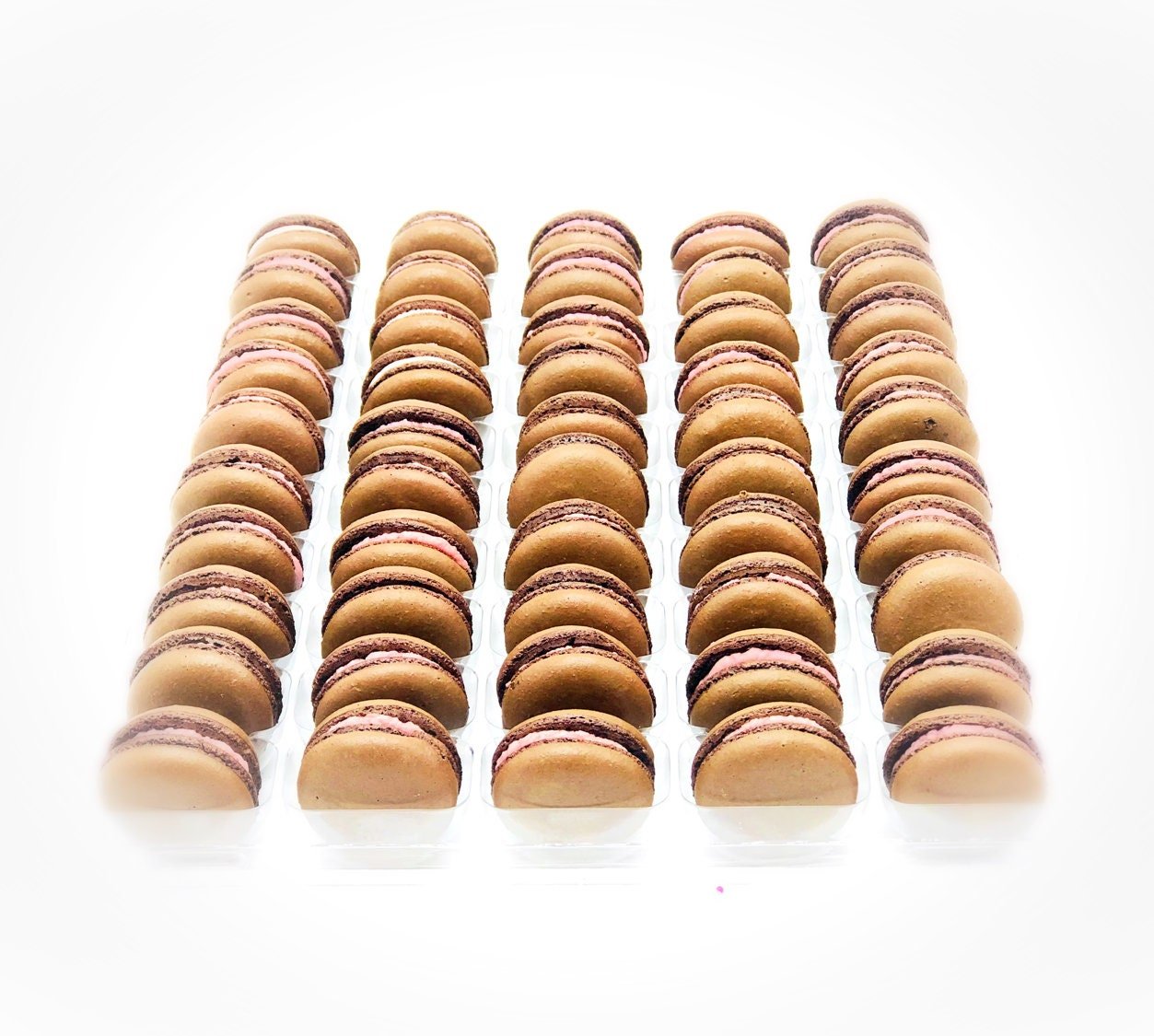 50 Pack Chocolate Raspberry French Macaron Value Pack - Macaron Centrale