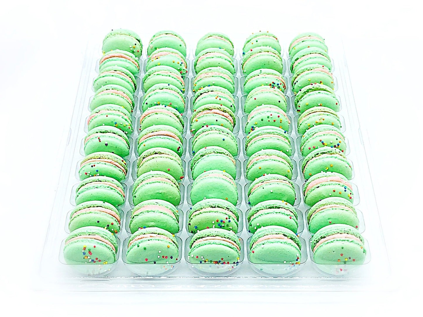 50 Pack Green Rainbow French Macaron Value Pack - Macaron Centrale