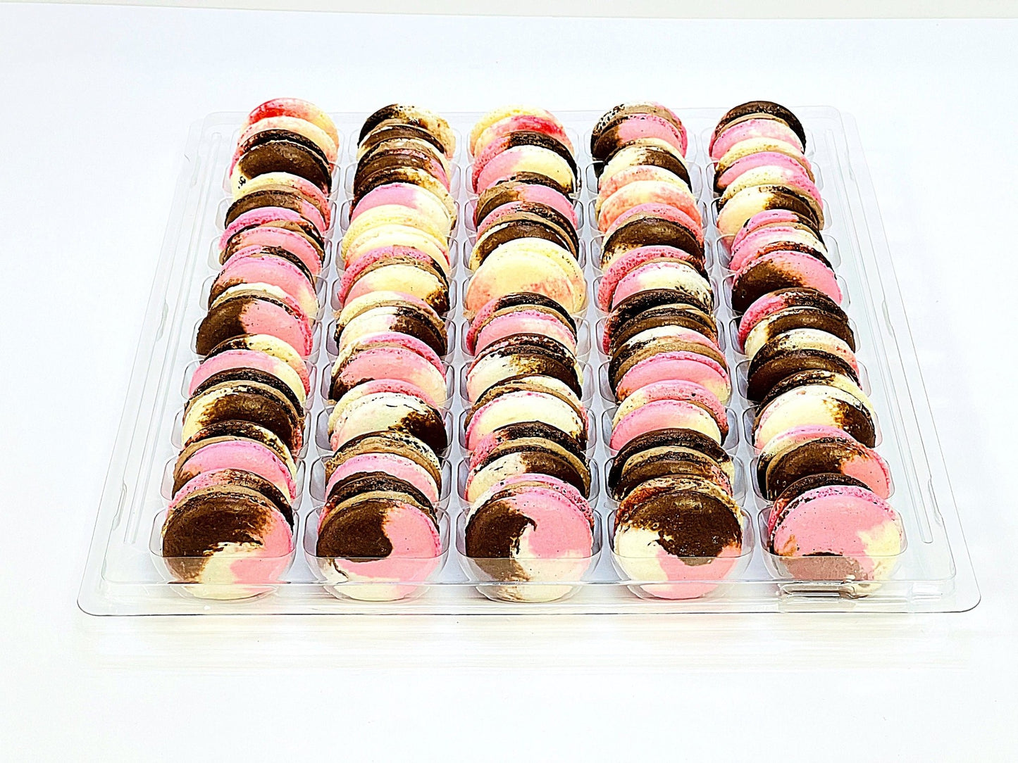50 Pack Neapolitan French Macaron Value Pack | Vanilla, Chocolate and Strawberry - Macaron Centrale