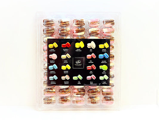 50 Pack Neapolitan French Macaron Value Pack | Vanilla, Chocolate and Strawberry - Macaron Centrale