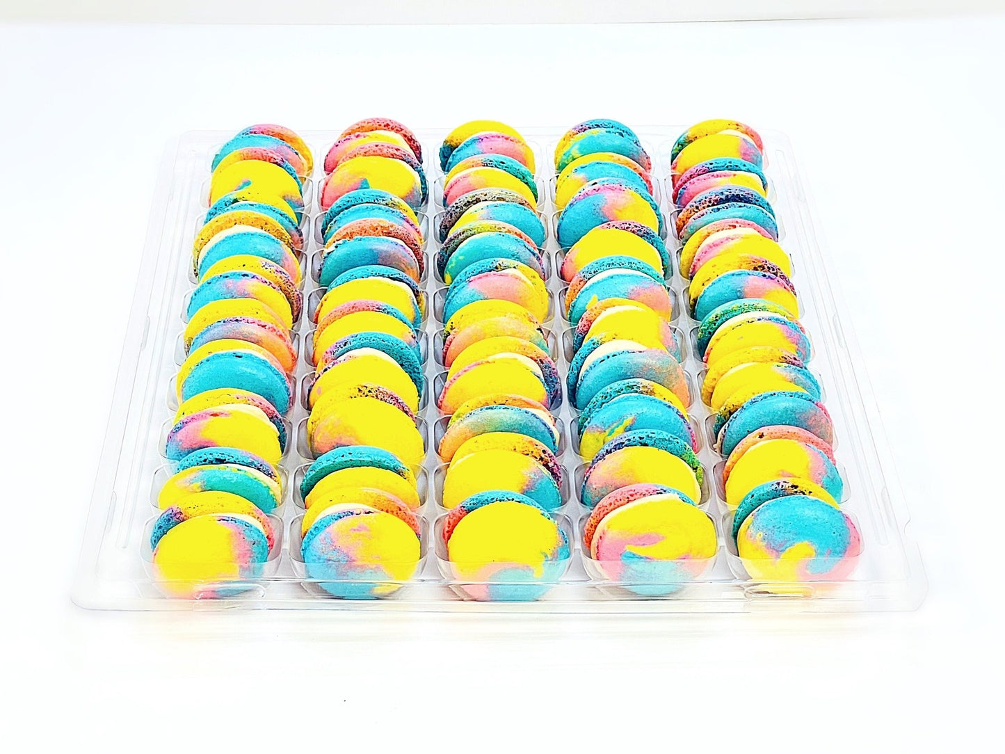 50 Pack Pastel Swirl French Macaron Value Pack | Gourmet Orange Flavor - Macaron Centrale
