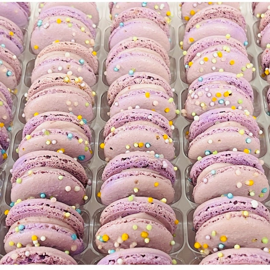 50 Pack Taro Cloud Puff French Macarons Value Pack - Macaron Centrale