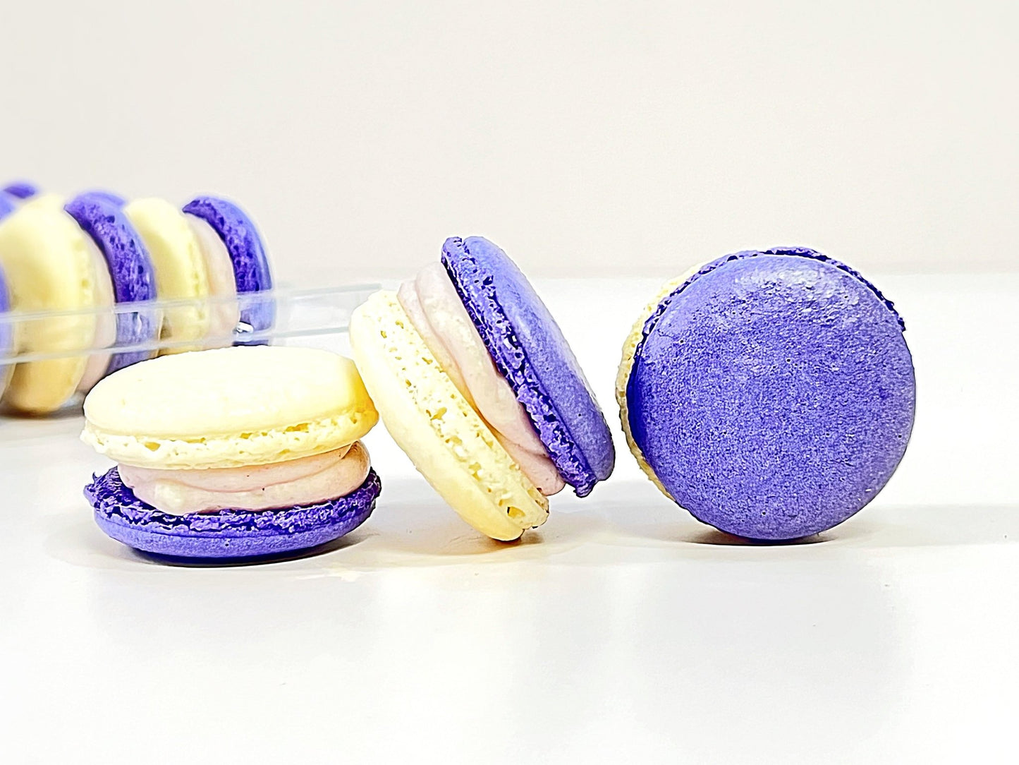 50 Pack Taro White Chocolate Ganache Macarons Value Pack - Macaron Centrale