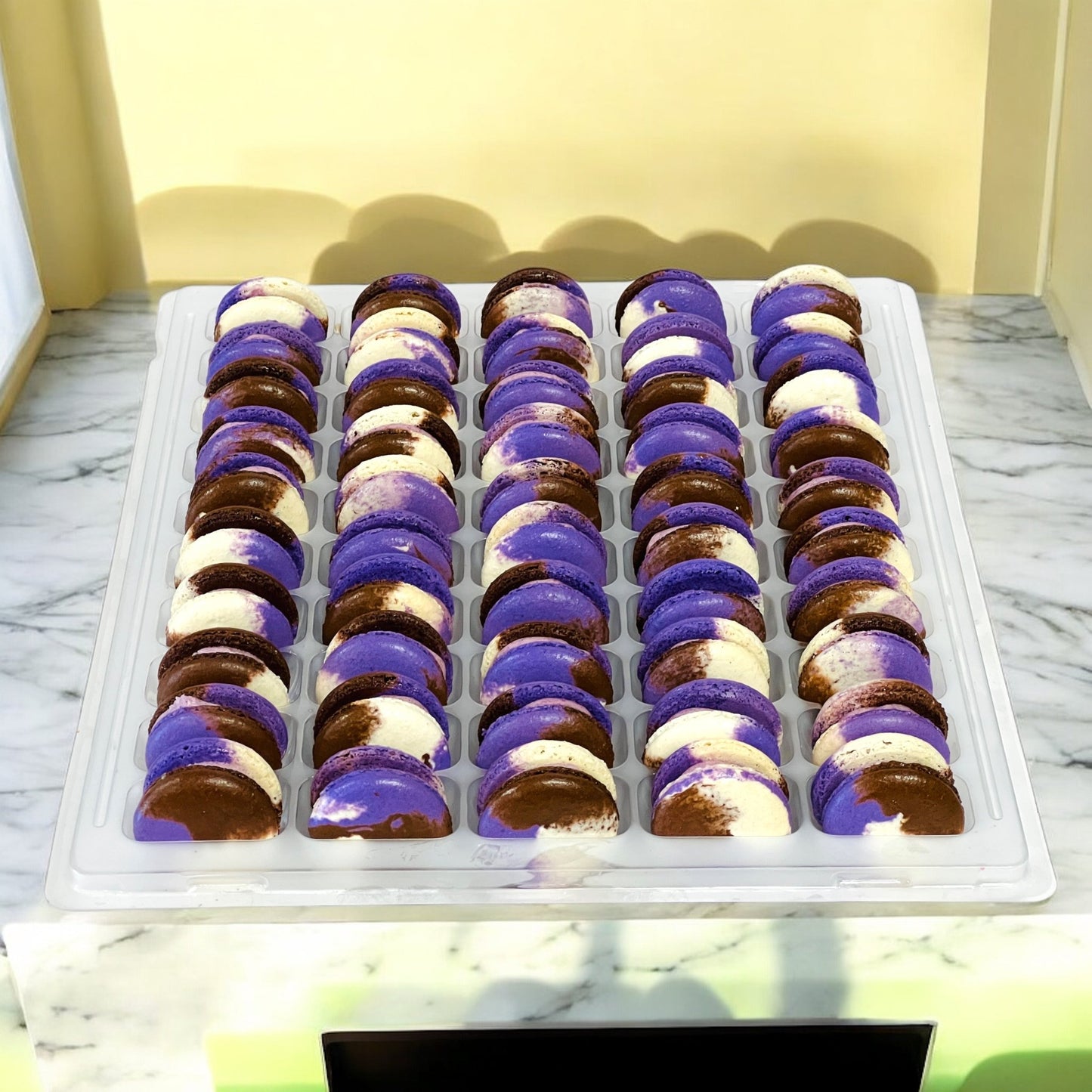 50 Pack Ube Coconut French Macaron Value Pack - Macaron Centrale