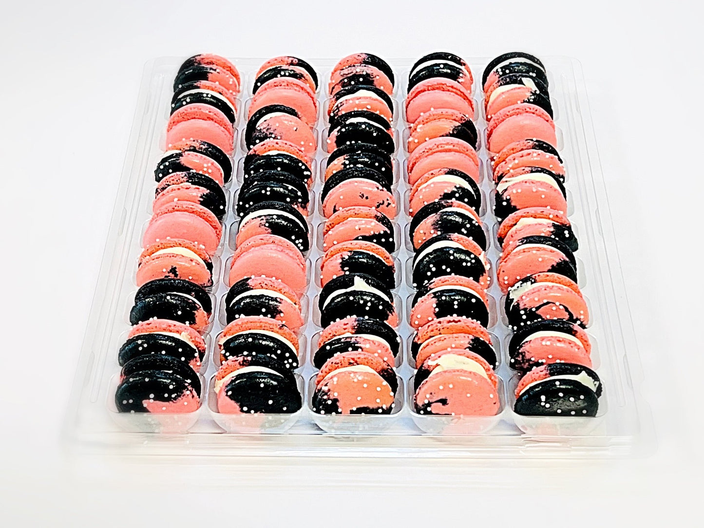 50 Pack Vanilla Raspberry Custard French Macarons - Macaron Centrale