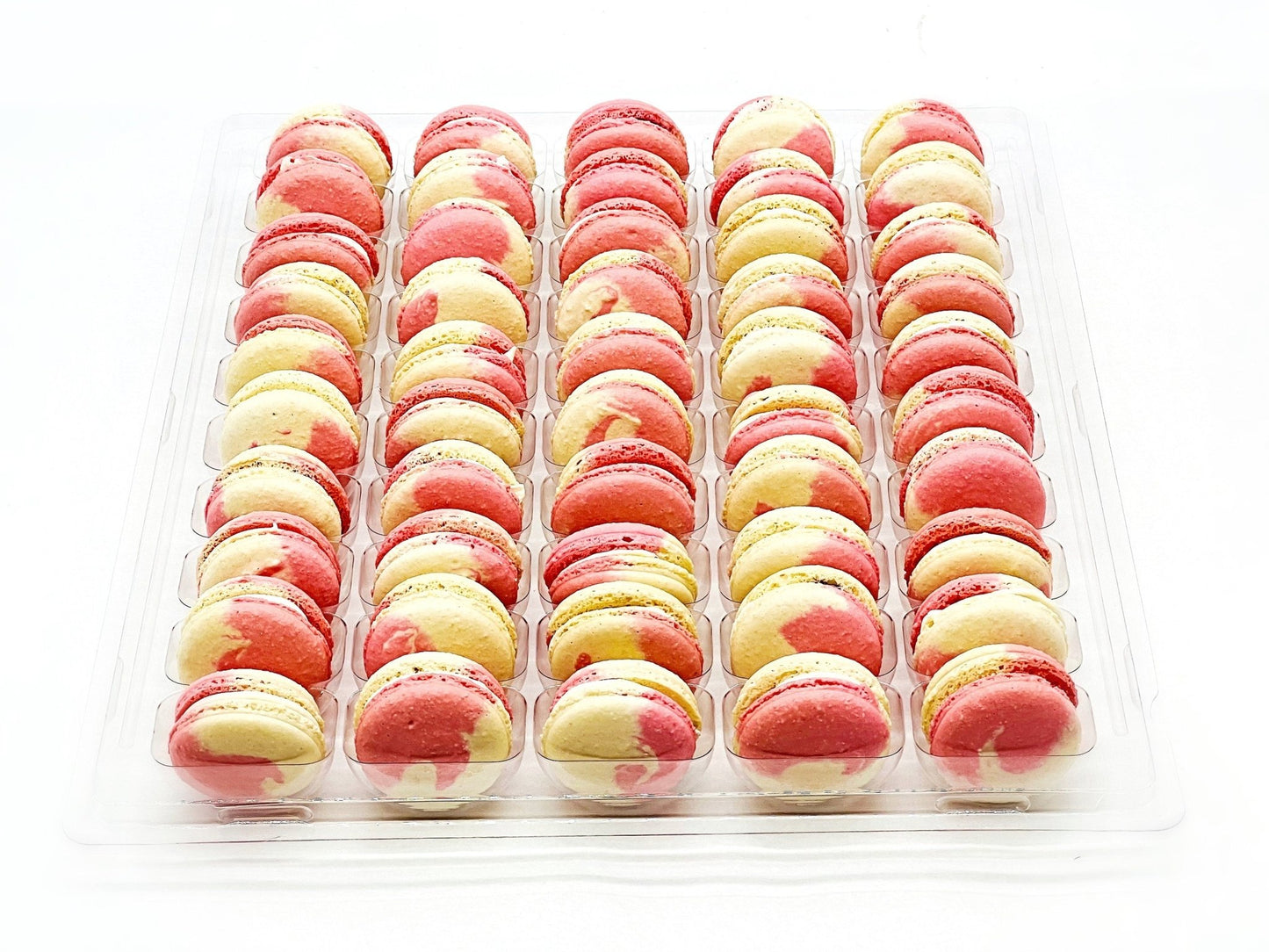 50 Pack White Chocolate Berries French Macaron Value Pack - Macaron Centrale