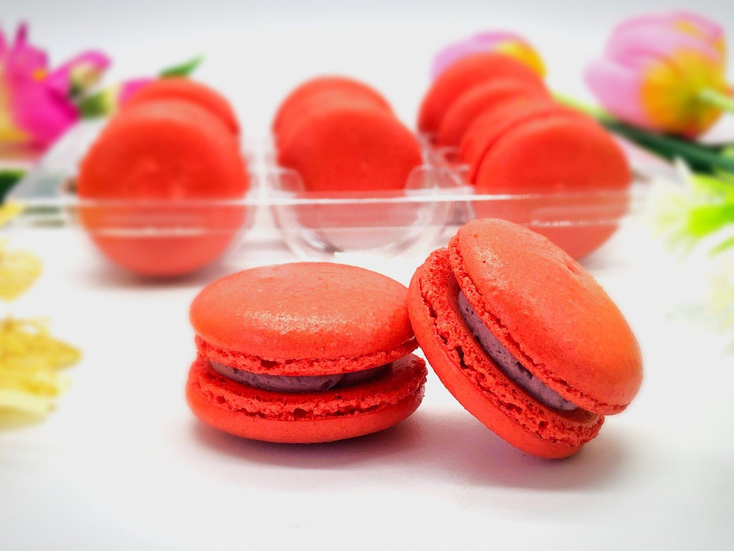 6 Pack Assorted Macarons | Orange Cream, Peach'n Cream, Straw - Cherry Macarons - Macaron Centrale