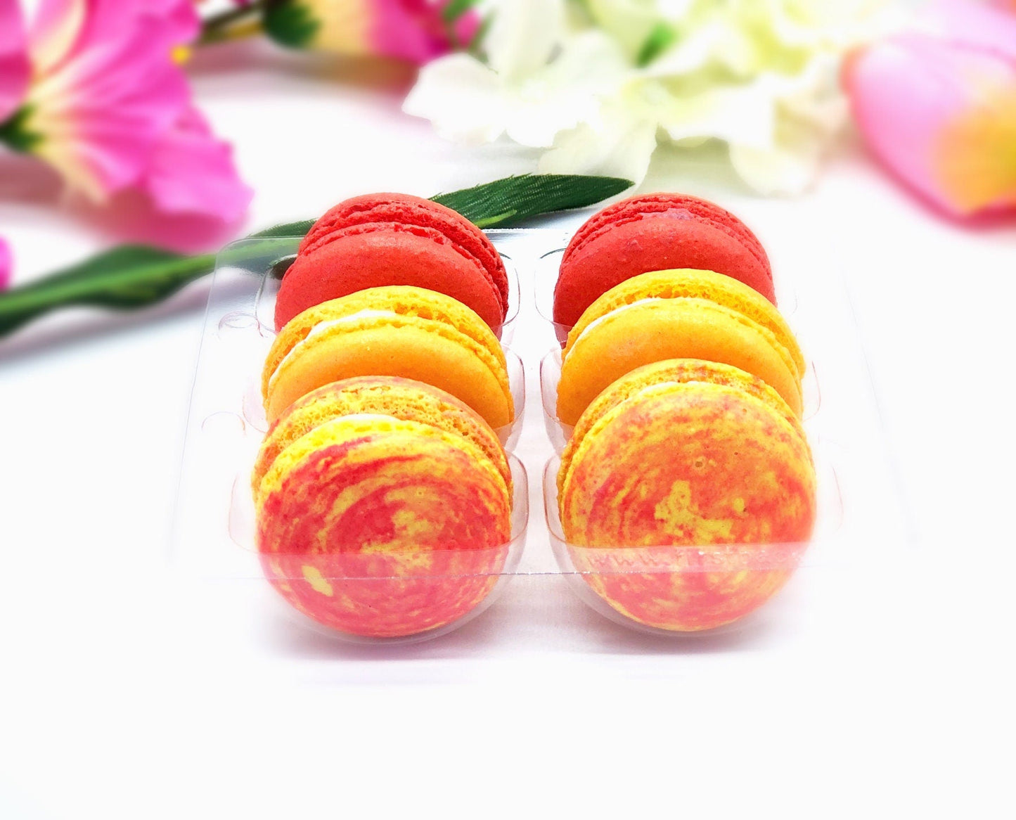 6 Pack Assorted Macarons | Orange Cream, Peach'n Cream, Straw - Cherry Macarons - Macaron Centrale