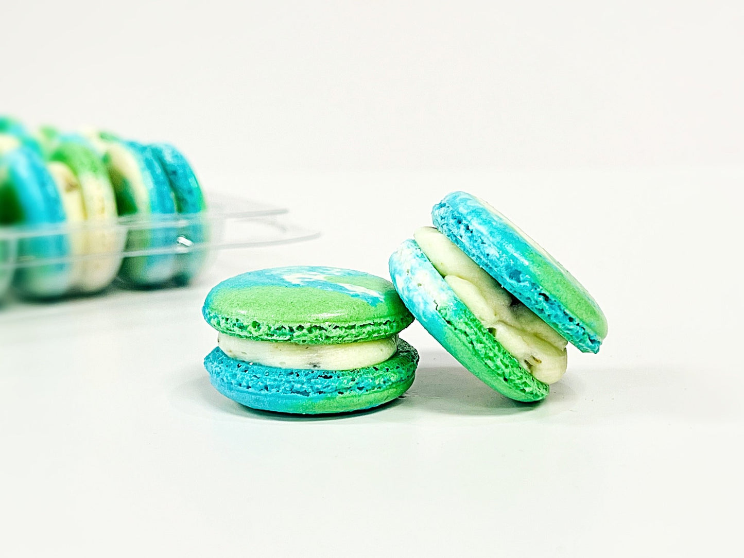 6 Pack Blueberry Pistachio French Macarons - Macaron Centrale