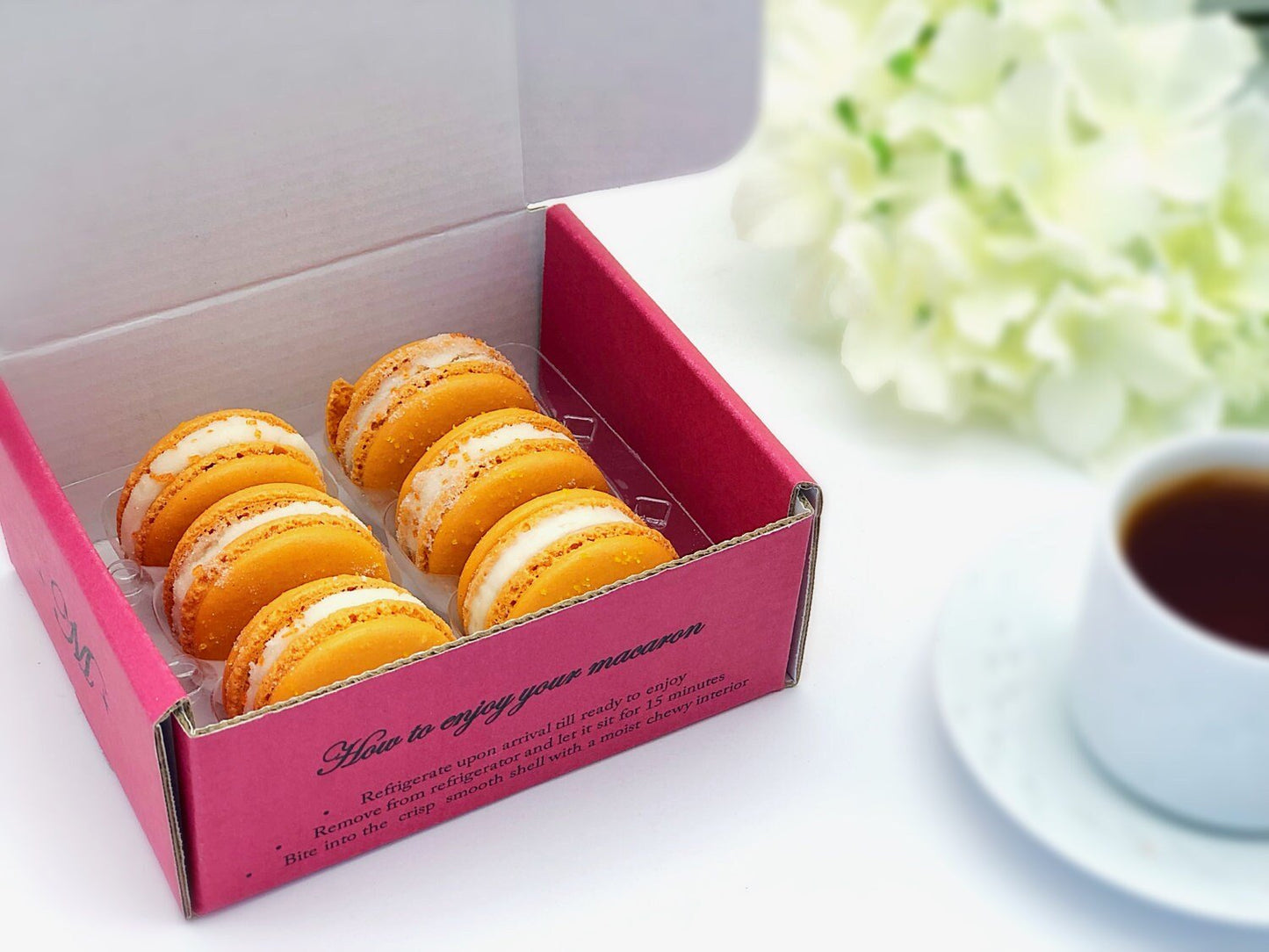 6 Pack Mandarin Cocktail Macarons - Macaron Centrale