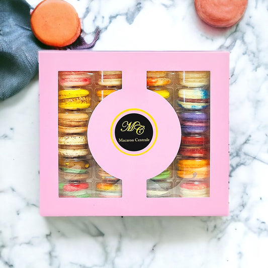 Surprise Me! 24 Pack Vegan French Macarons Set | , Dairy Free | 24 Different Flavors of Fun! | Complimentary Gift Box Available