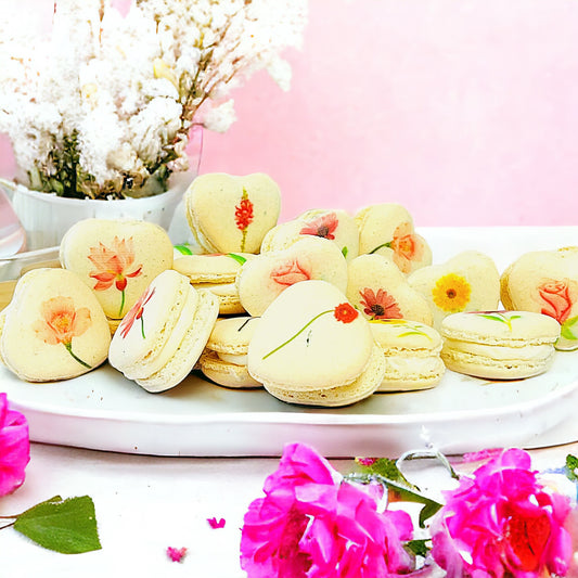 Floral Delight Heart-Shaped Macarons