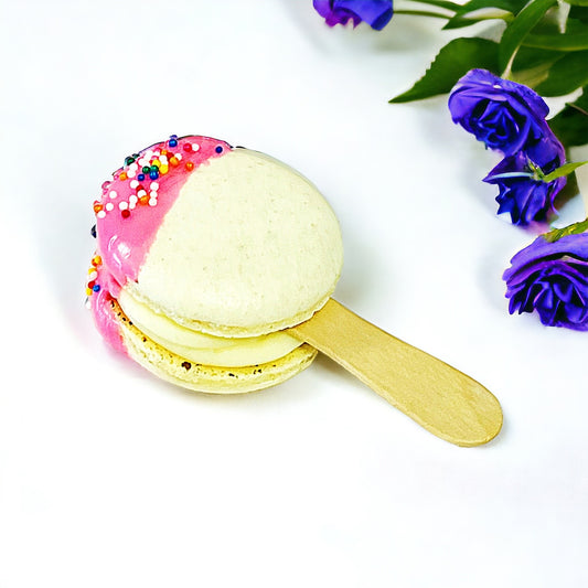 Creamy Vanilla Chocolate French Macaron Cake Pop | Available in 12 & 24