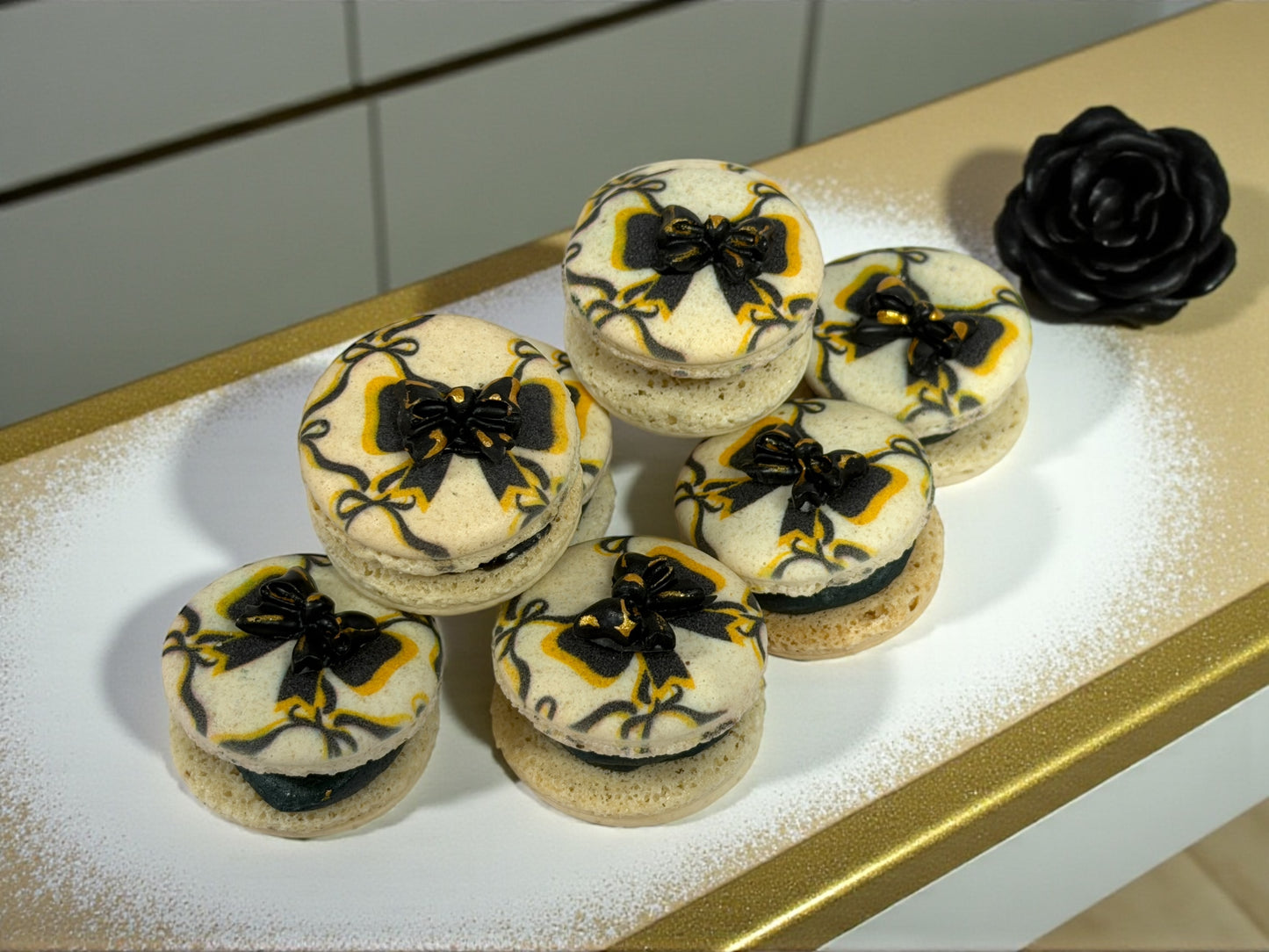 Black Velvet Ribbon Macarons