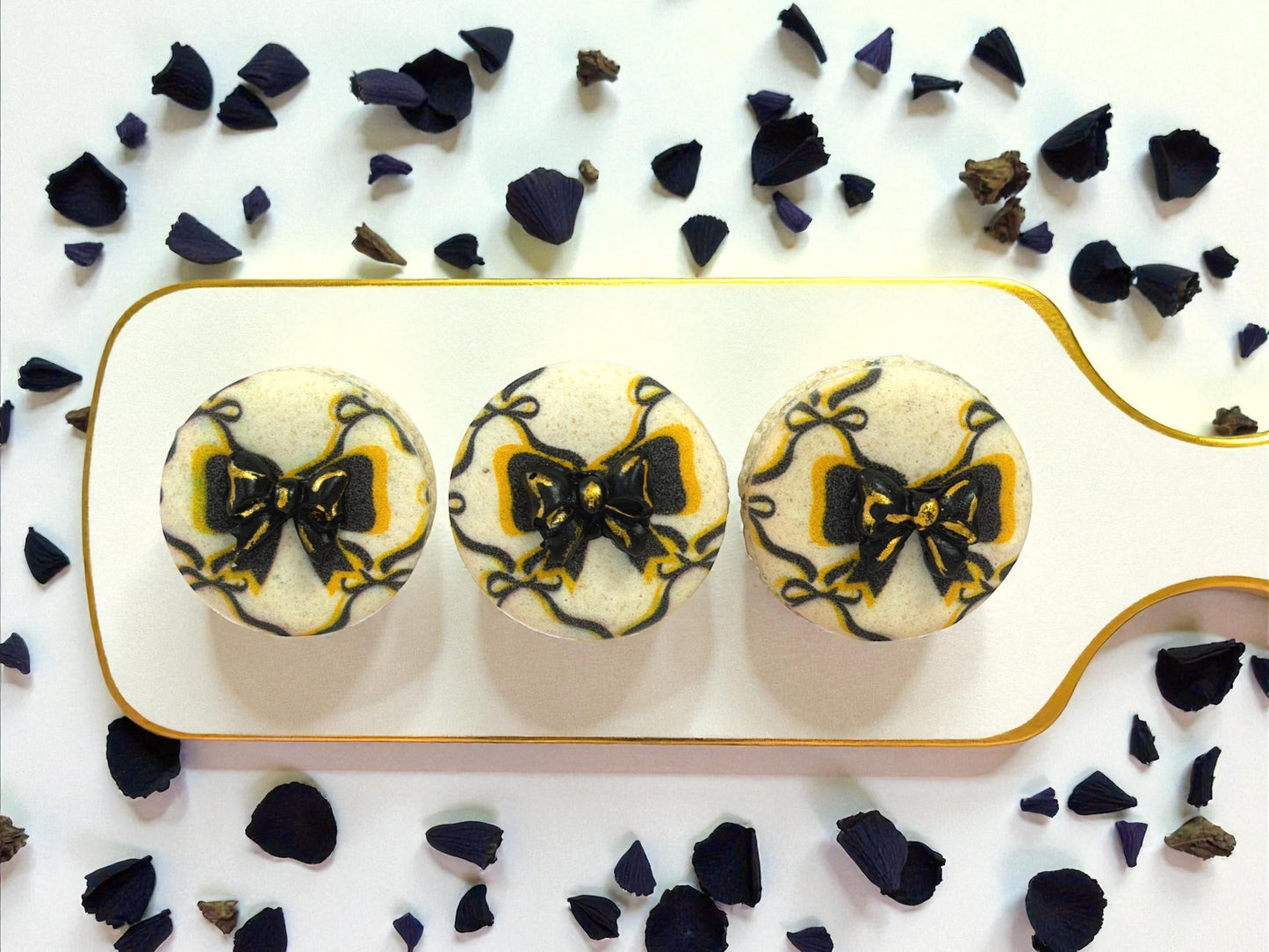 Black Velvet Ribbon Macarons