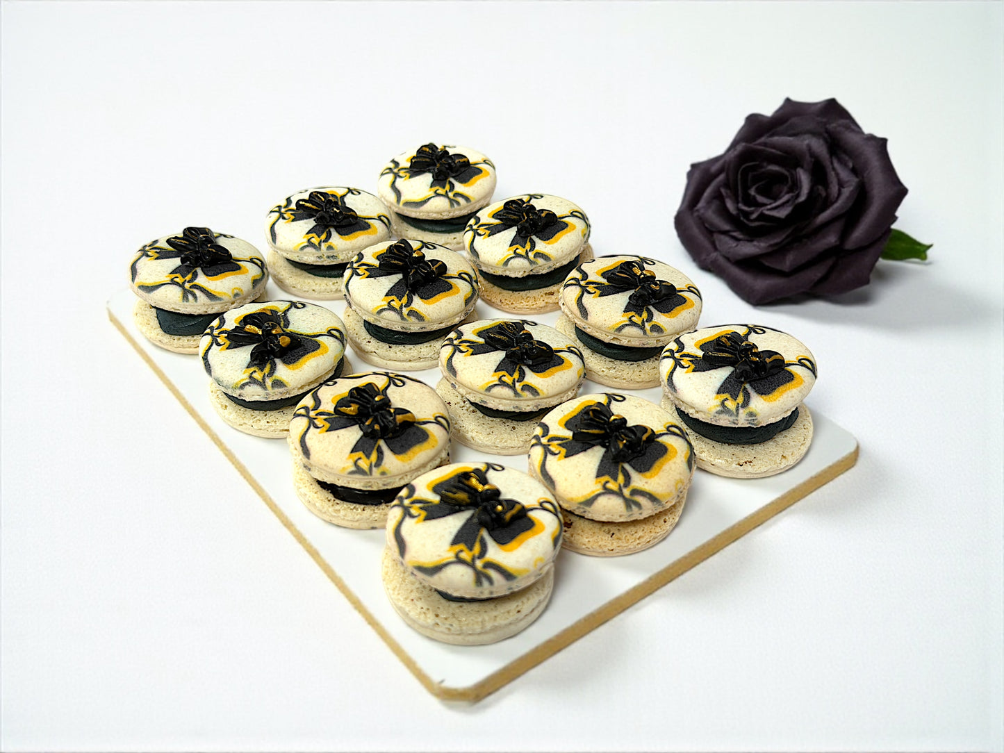 Black Velvet Ribbon Macarons