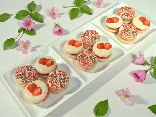 Strawberry Garden Delight French Macarons