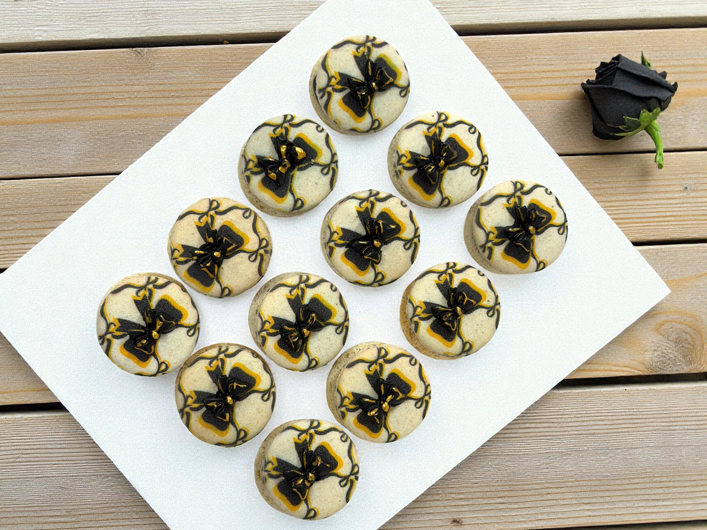 Black Velvet Ribbon Macarons