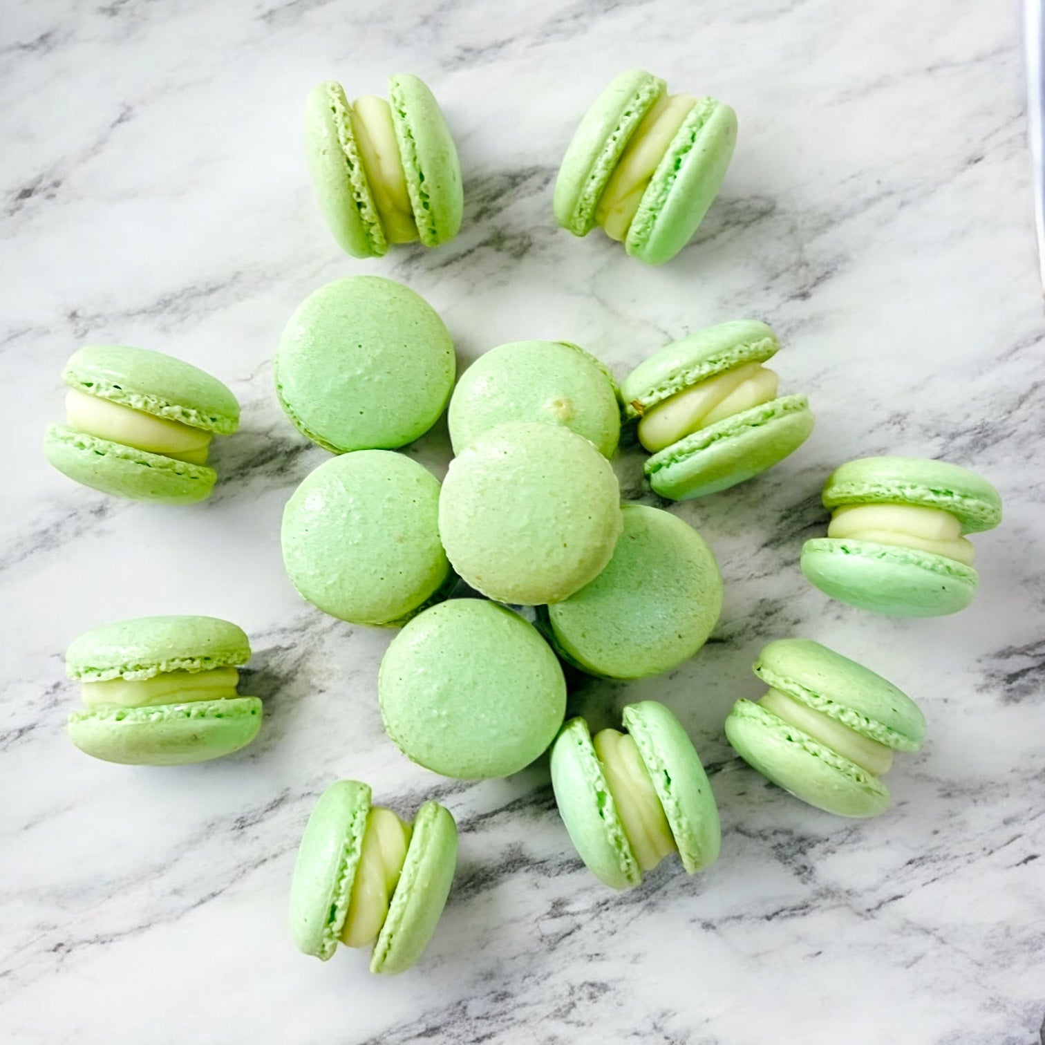 Apple (Light Green) Mini Macarons - Perfect for Decorating Cupcakes, Cakes, Ice Cream, and More! (Copy) - Macaron Centrale16 Pack