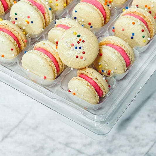 Birthday Mini Macarons - Perfect for Decorating Cupcakes, Cakes, Ice Cream, and More - Macaron Centrale16 Pack