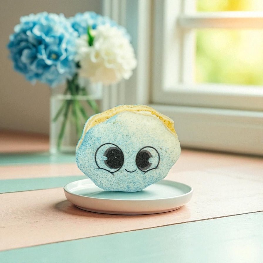 Blue Cloud Cutie Macarons – Sweet Faces for Baby Showers & Parties - Macaron CentraleClassic12 Pack