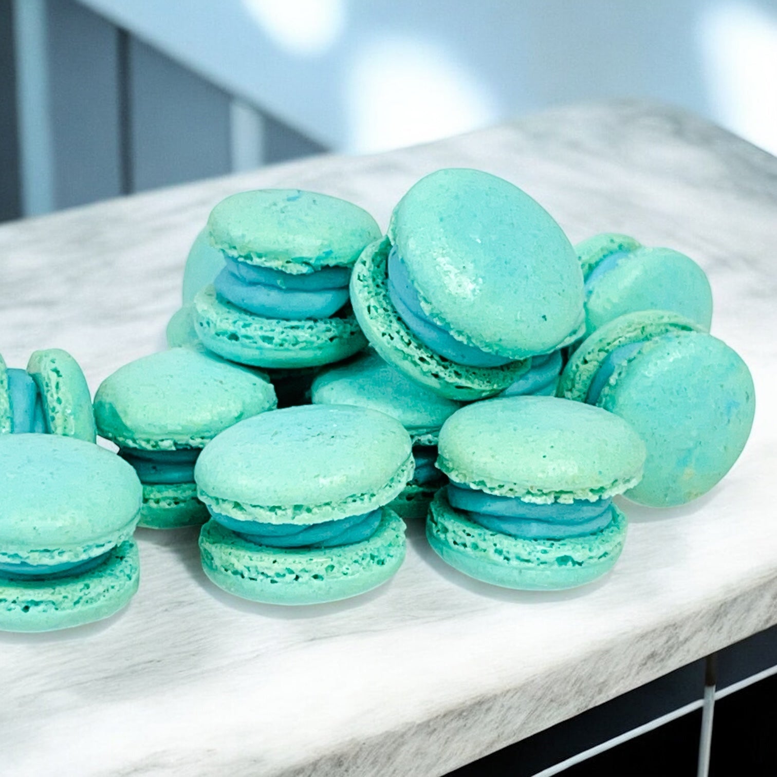 Blueberry (Light Blue) Mini Macarons - Perfect for Decorating Cupcakes, Cakes, Ice Cream, and More! (Copy) - Macaron Centrale16 Pack