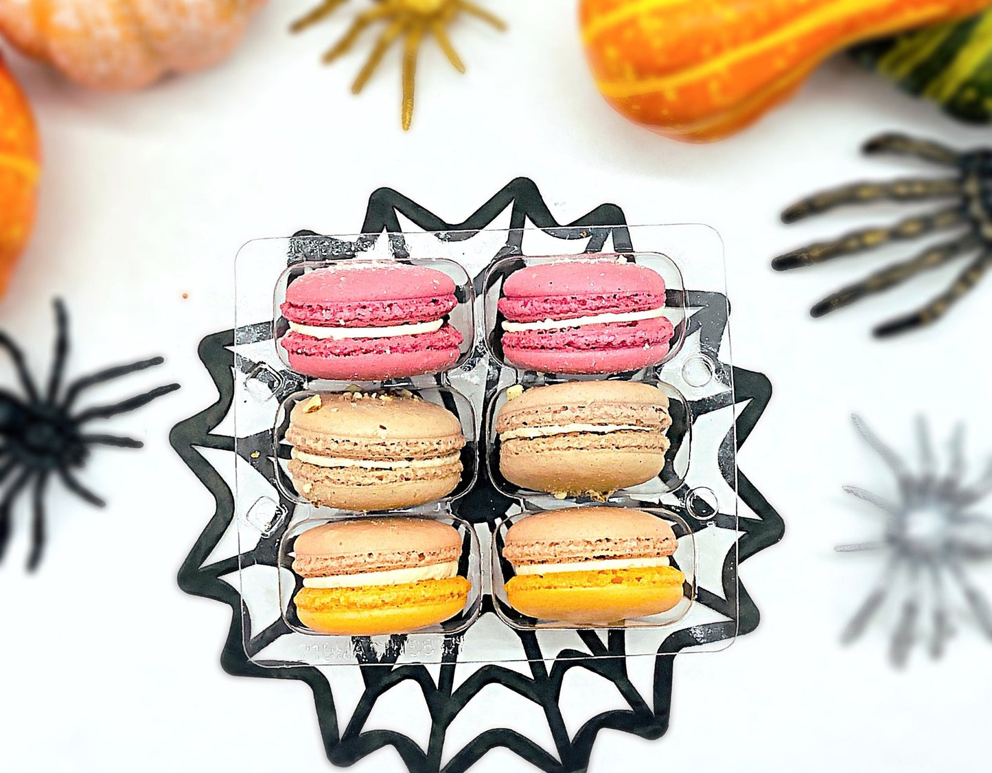 Boo! 6 French Macaron Value Pack | Cranberry Sauce, Chai Latte, Chocolate Hazelnut Buttercream Macarons - Macaron Centrale