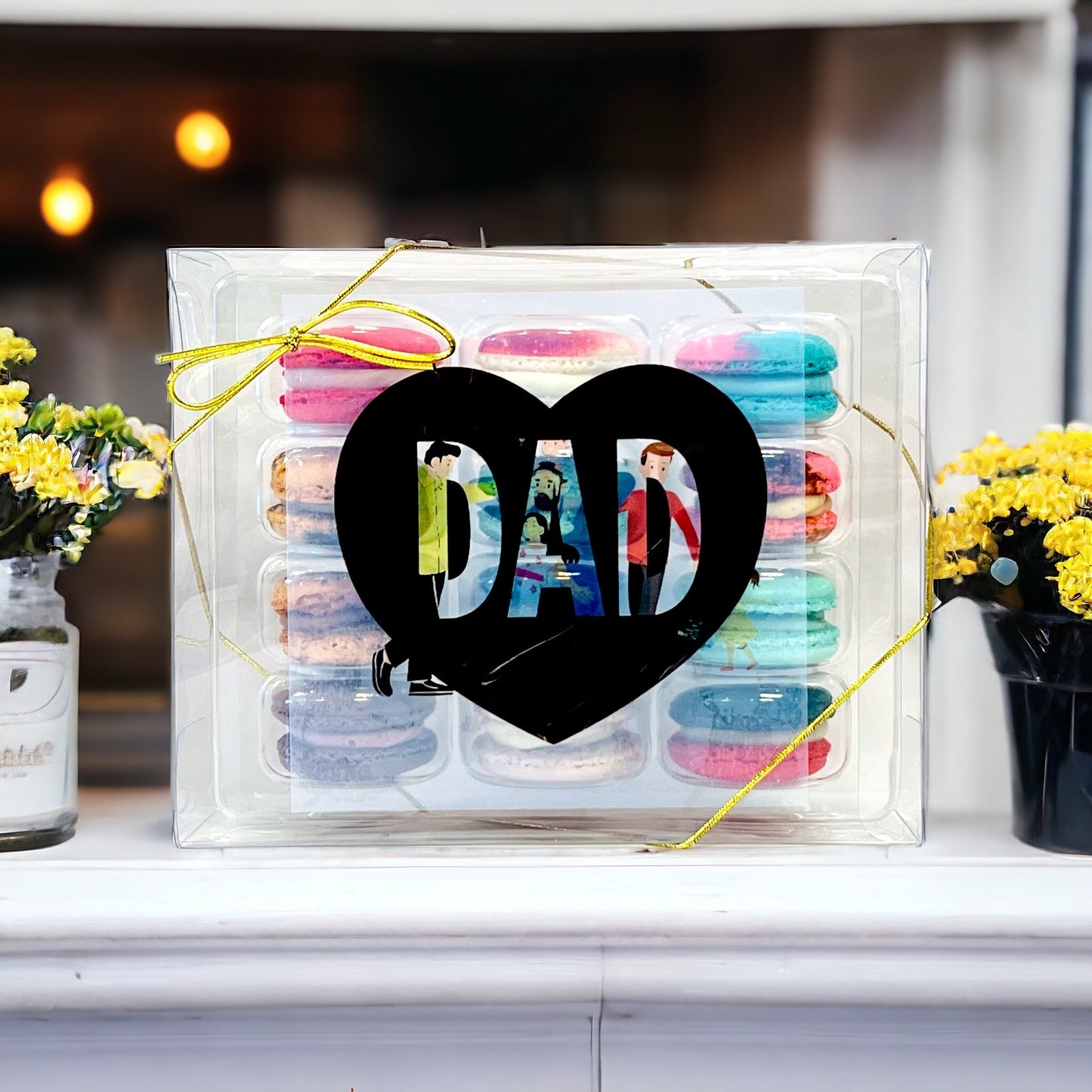 DAD | 12 Pack Assortment French Macarons | Each macaron is labeled with its flavor for easy identification - Macaron Centrale