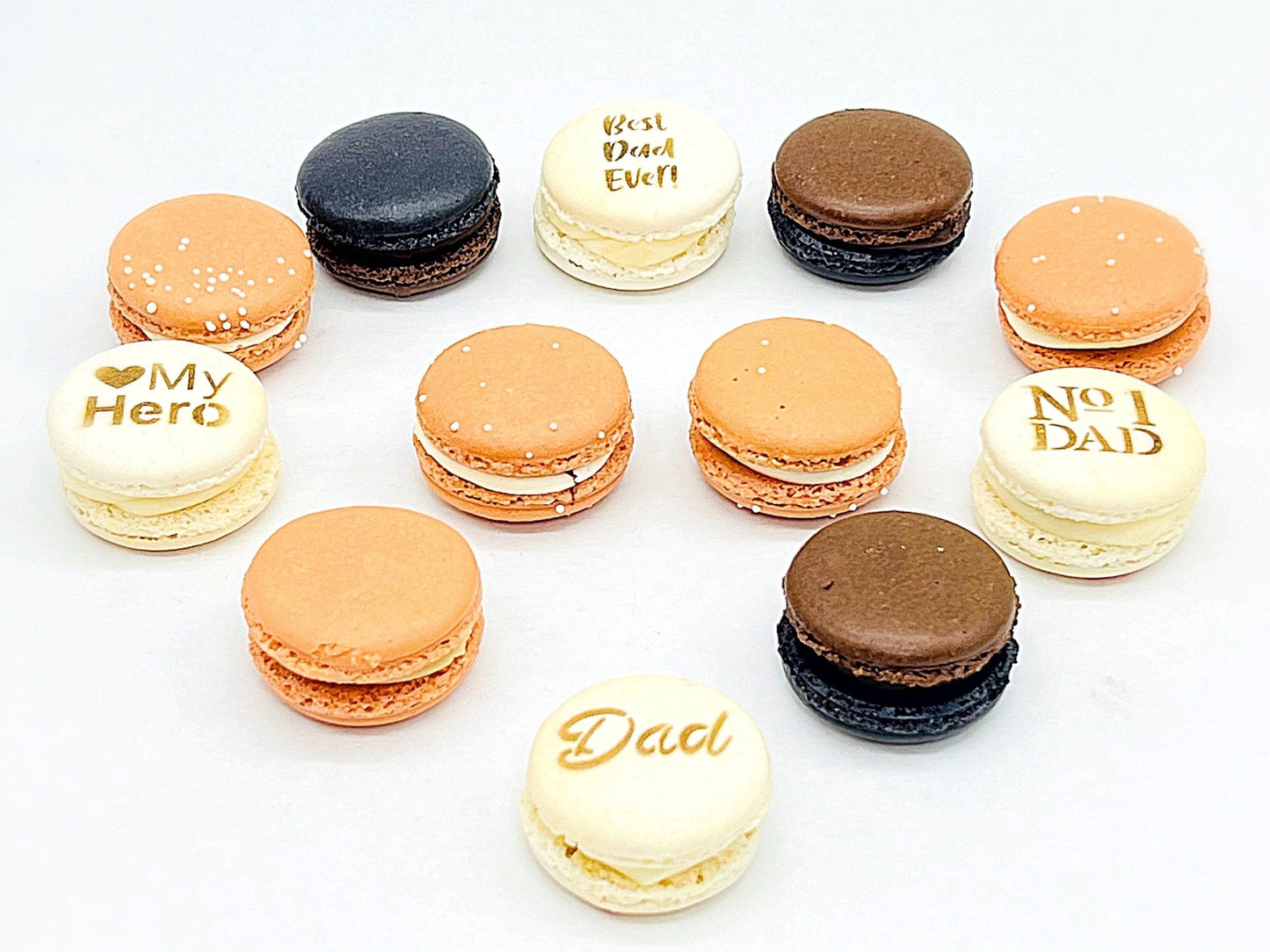 French Macaron Gift Set for Dad | 12 Pack Assortment Vanilla, S'More and Chocolate Caramel - Macaron Centrale