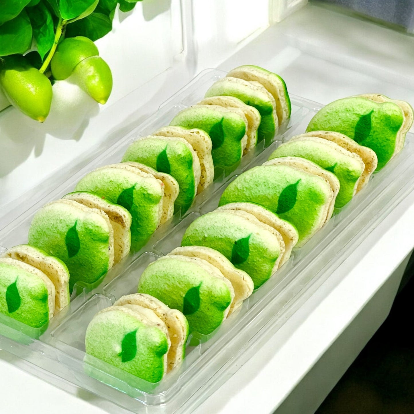 Fruit Shaped Lime Macarons – Custom Flavors - Macaron CentraleClassic12 Pack