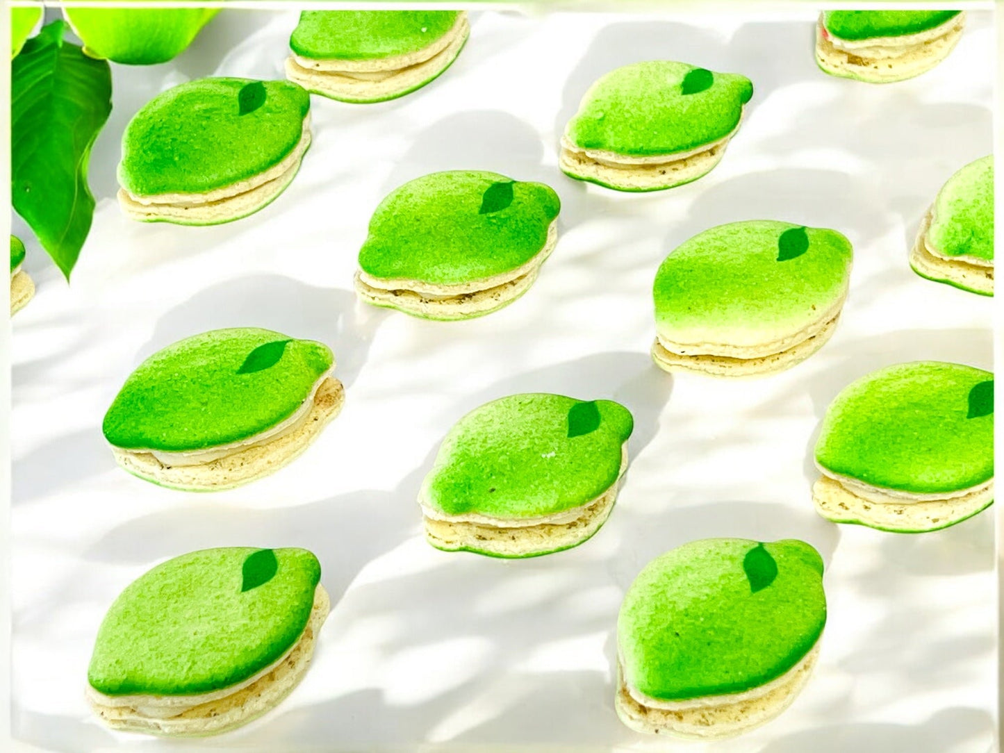 Fruit Shaped Lime Macarons – Custom Flavors - Macaron CentraleClassic12 Pack