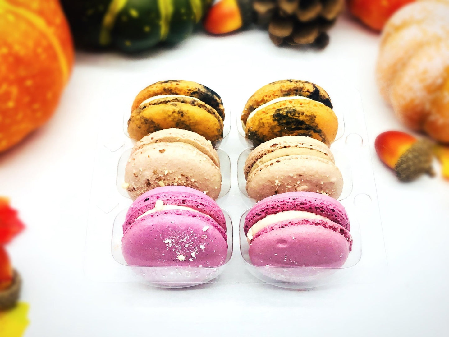 Give Thanks! 6 French Macaron Value Pack | Chocolate Hazelnut, Pumpkin Cheesecake and Cranberry Macarons - Macaron Centrale