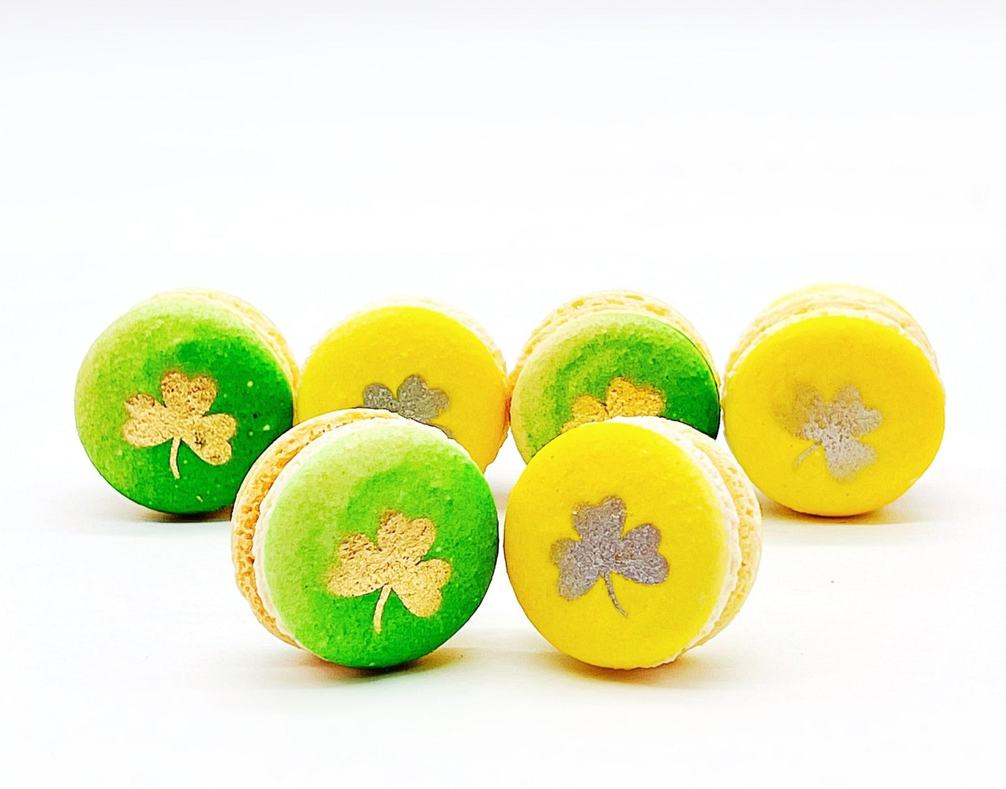 Gold and Silver Shamrock French Macaron Set | Perfect for upcoming St. Patrick's Day Celebration - Macaron Centrale6 Pack