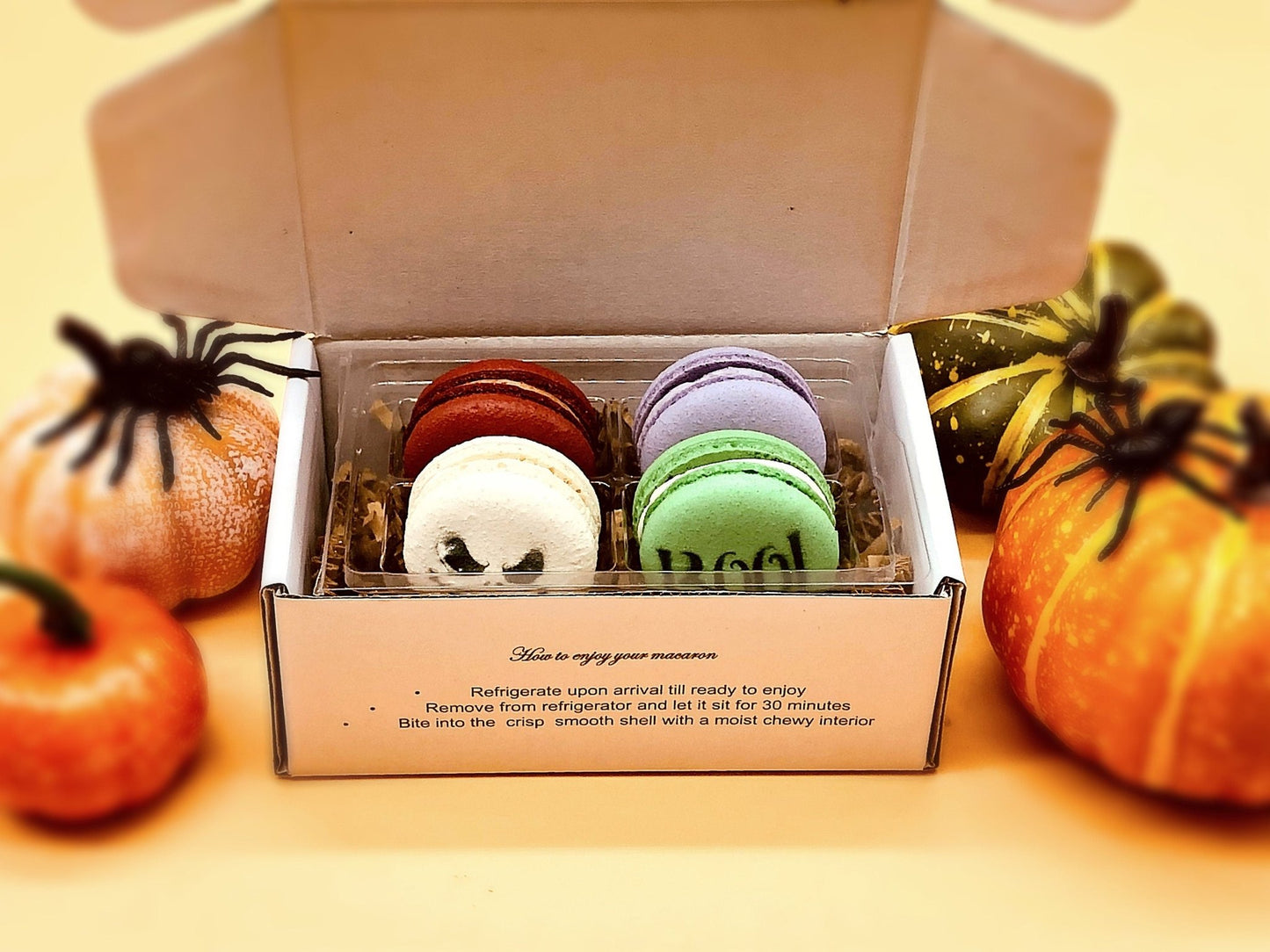 Halloween Vegan French Macaron Set | Ideal for celebratory events. - Macaron Centrale4 Pack