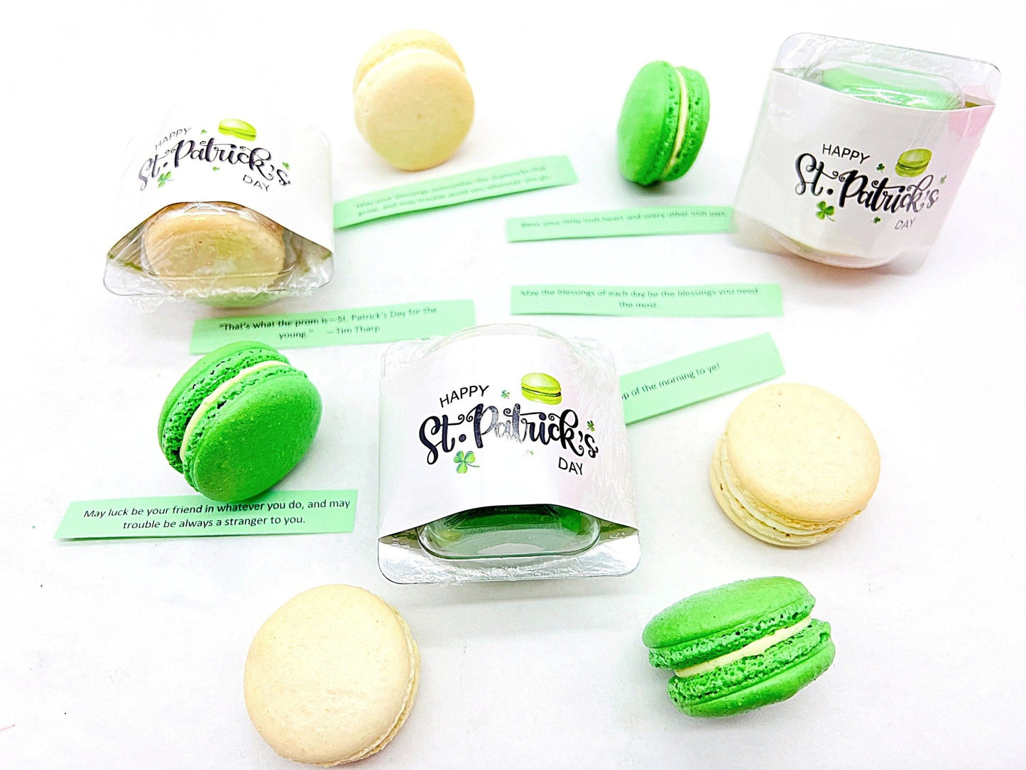 Happy St. Patrick's Day | Macaron de Fortune | Vanilla & Apple Buttercream Macarons - Macaron Centrale2 Set Sample
