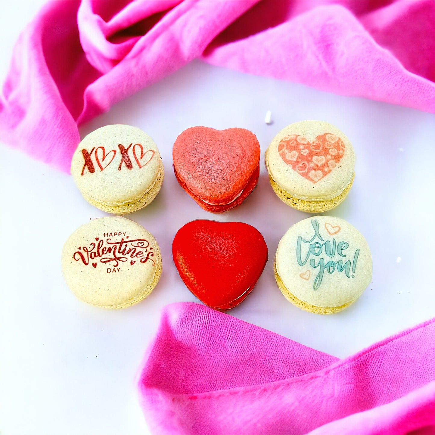 Happy Valentine's Day French Macaron Set | Available in 6, 12 & 24 Pack | Indulge in Love with Our Valentine's Day Macaron Extravaganza! - Macaron Centrale6 Pack