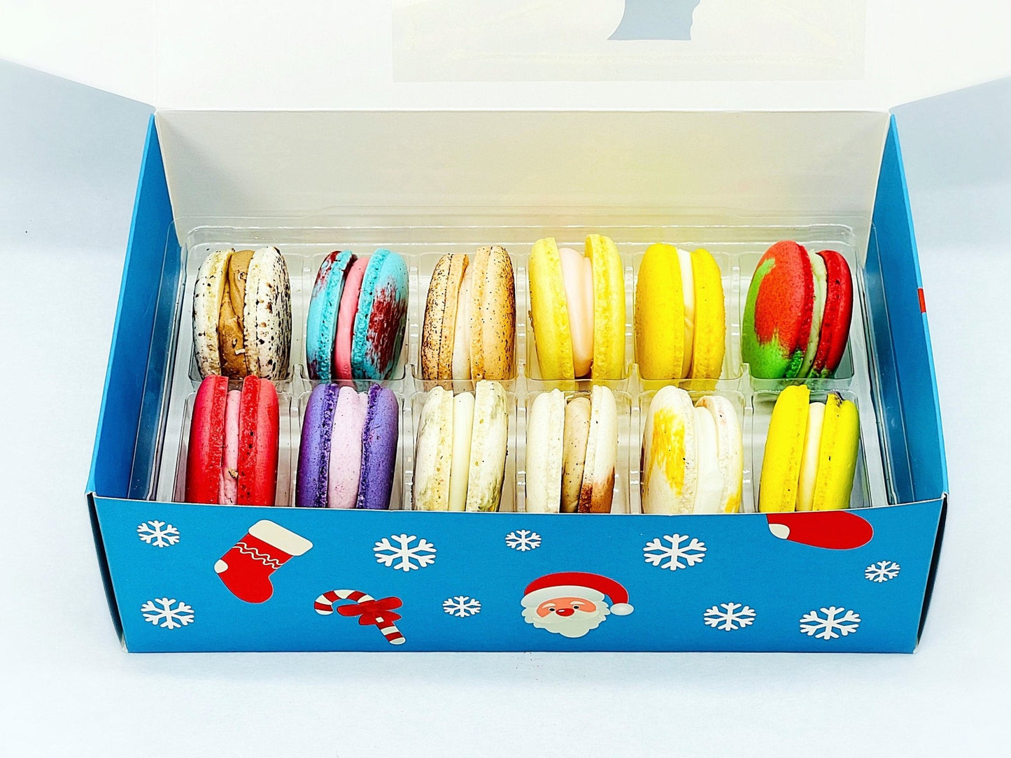 Holiday Gift Box Surprise Me! 12 Pack Vegan French Macarons Set | Dairy Free | 12 Different Flavors of Fun! - Macaron Centrale