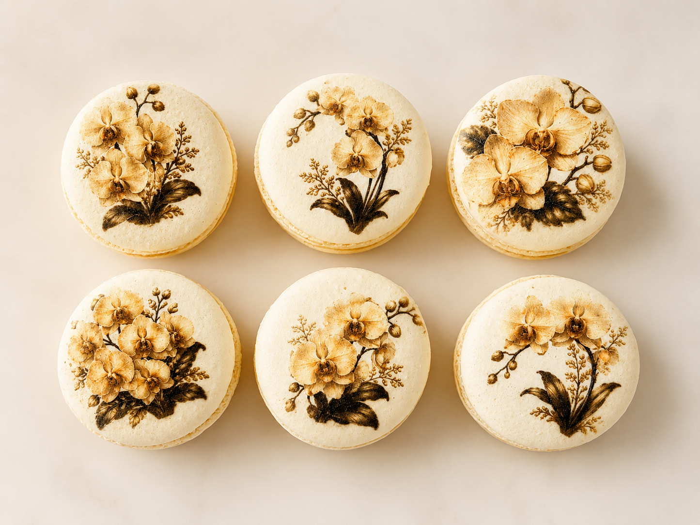 Vegan Ivory Orchid French Macarons
