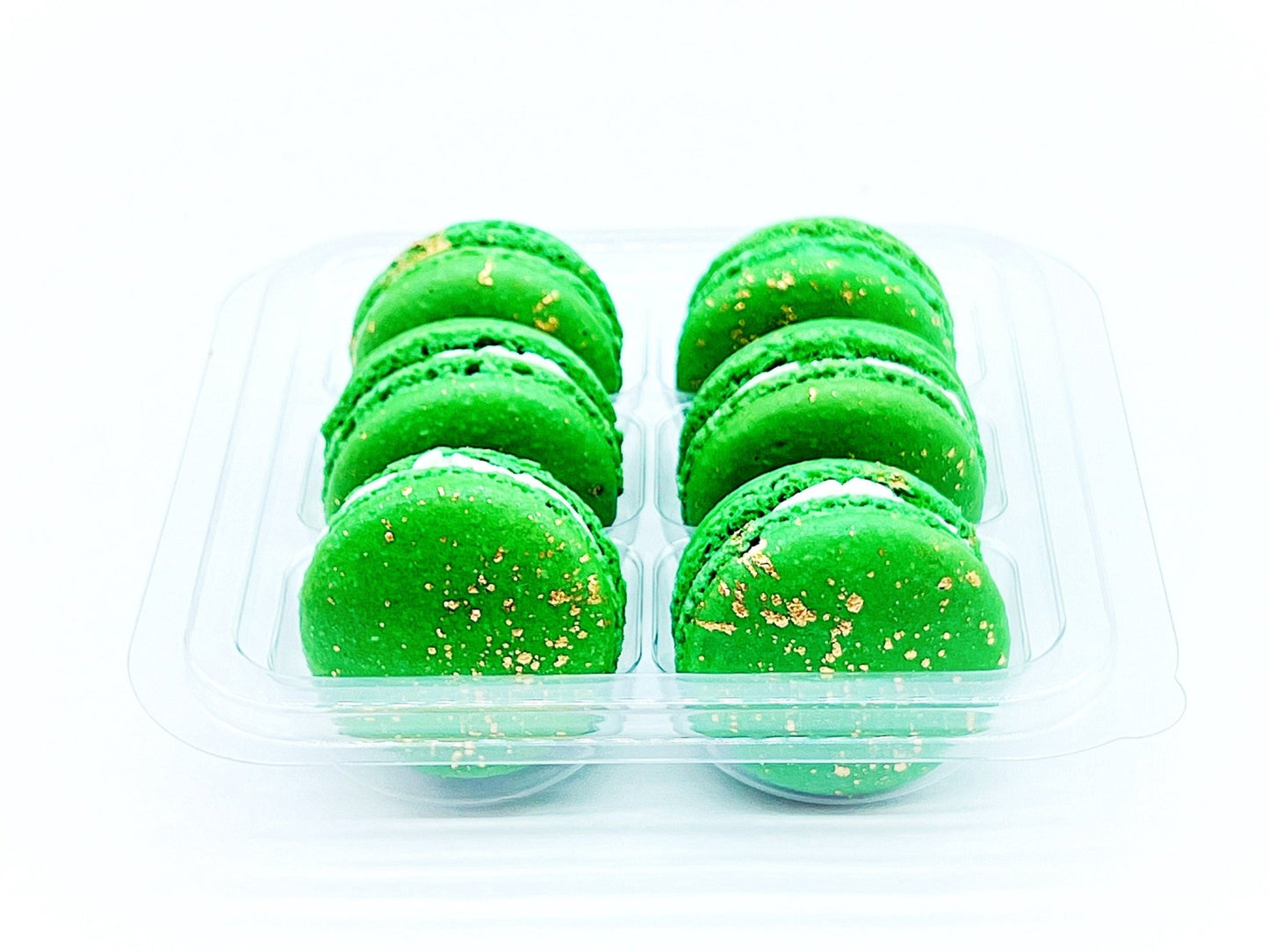 Luxe Mac | Leaf Green Macaron with Gold Splatter | Available in 6, 12 and 24 Pack - Macaron Centrale6 Pack