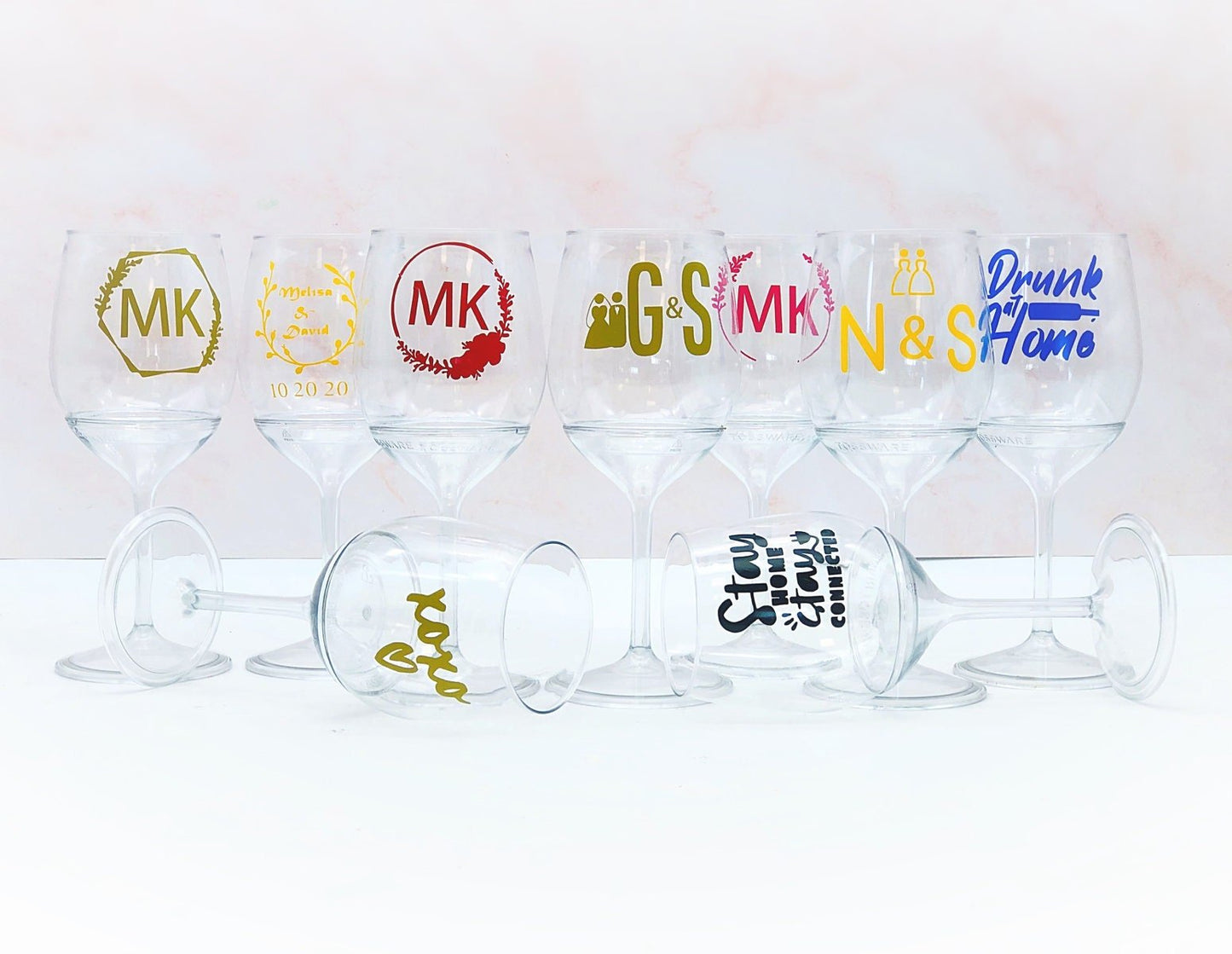 Macarons gift set with customizable stem wine glass | perfect for your next virtual party - Macaron CentraleGoldRegular (24 Pack)