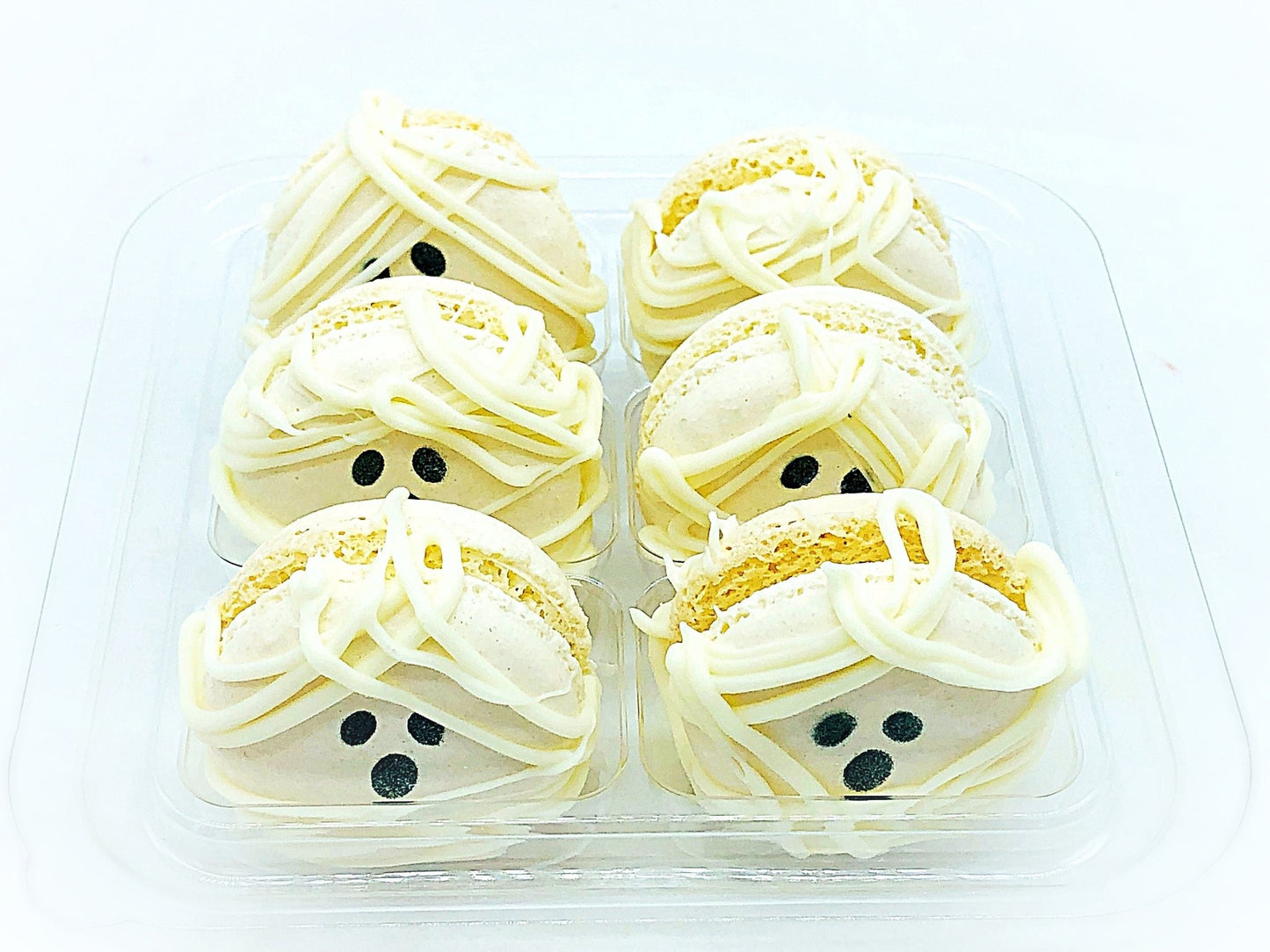 Mummy French Macarons (White) | Available in 6, 12 or 24 Pack - Macaron Centrale6 Pack
