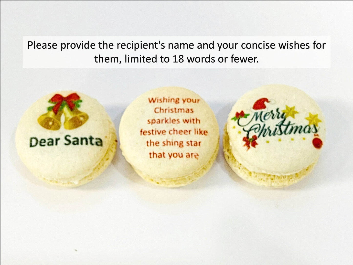 Personalized Christmas Wishes: Customizable French Macaron Set | Available in 6, 12 and 24 pack. - Macaron Centrale6 Pack