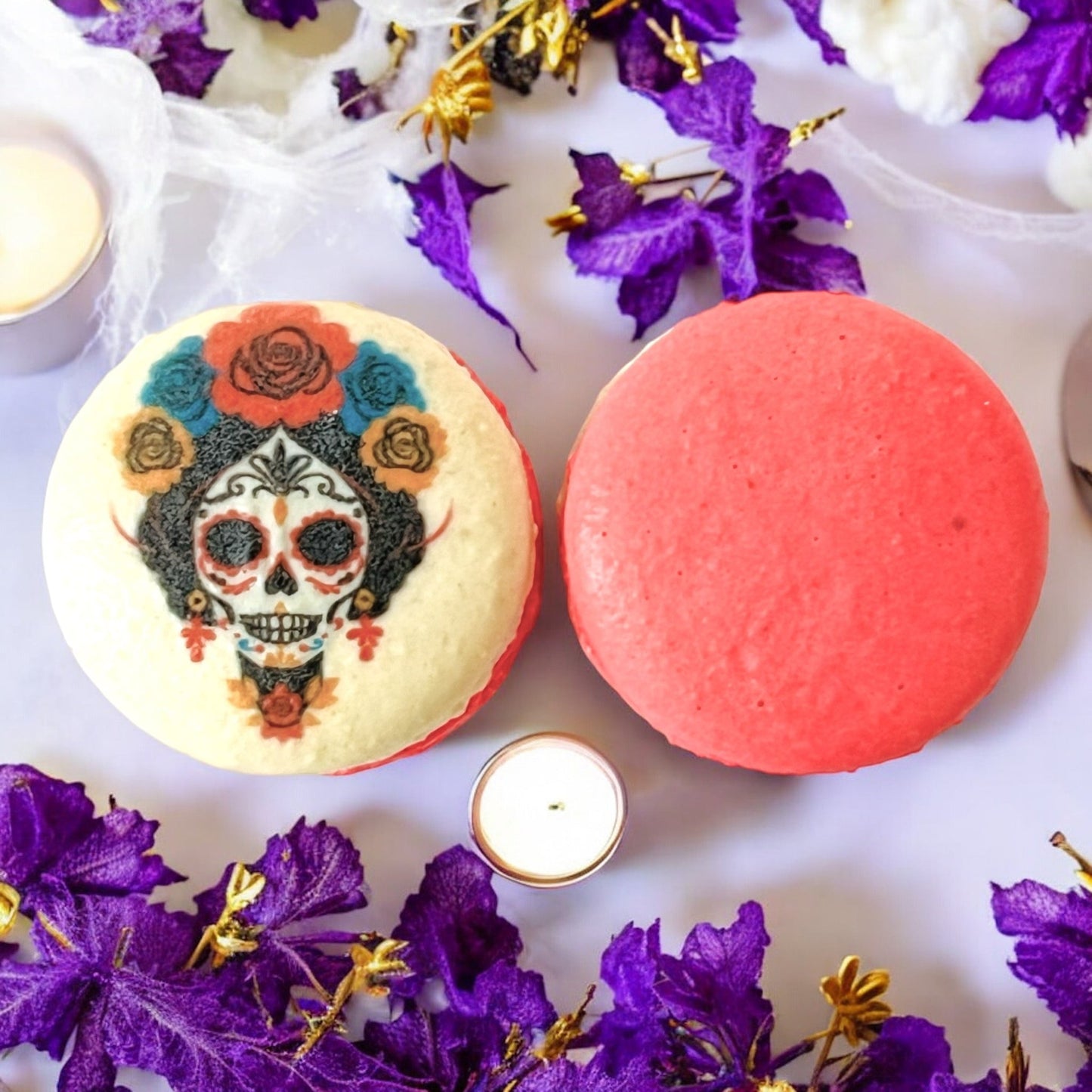 Pink Day of the Dead Macarons - Macaron CentraleHalloween6 Pack