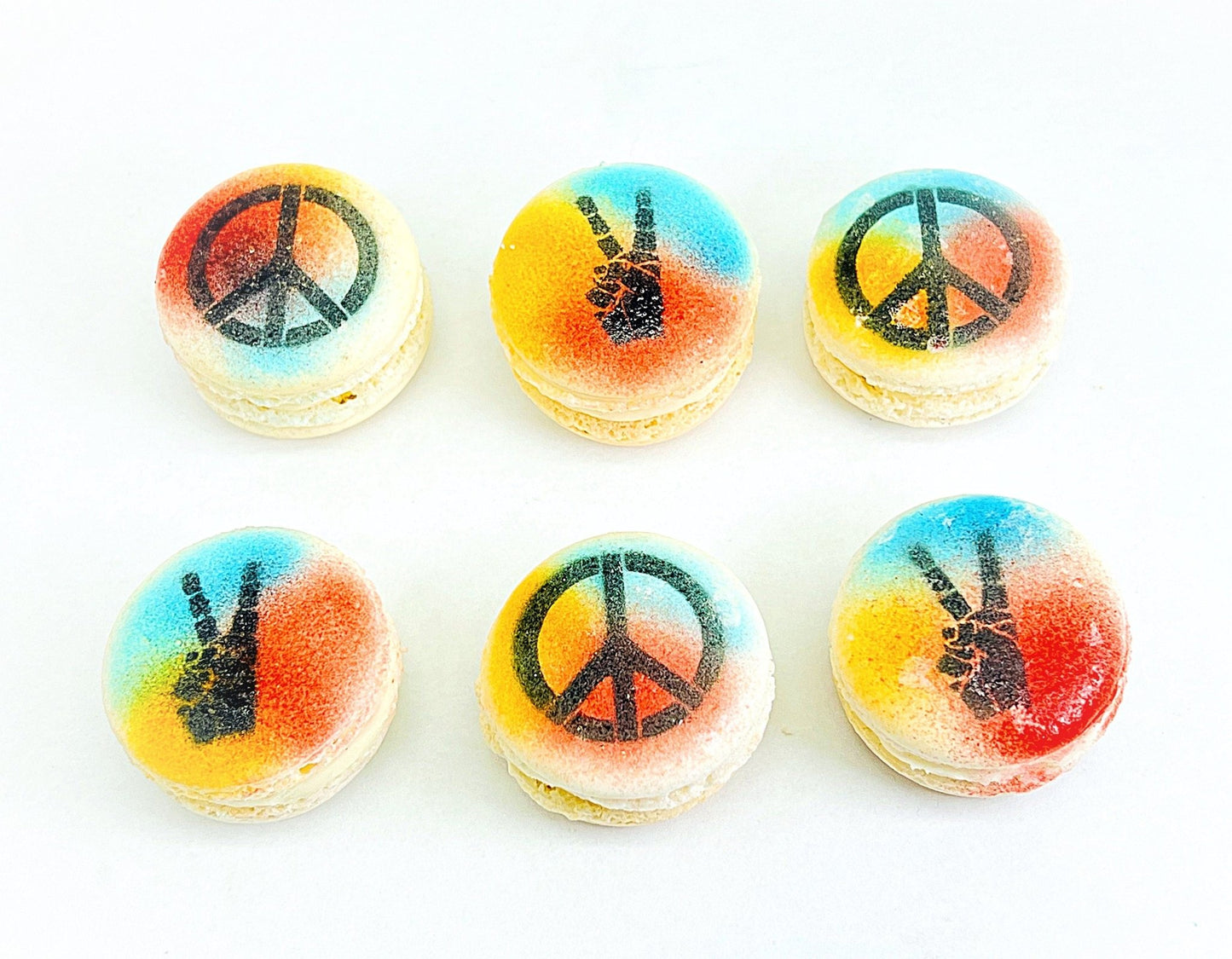 Rainbow Peace Vanilla French Macaron | Available in 6 , 12, 24 Pack - Macaron Centrale6 Pack