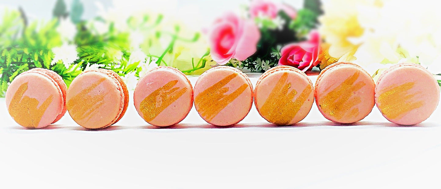 Rosewater Gold Brushed Macarons | Perfect for your next celebratory events. - Macaron Centrale12 pack