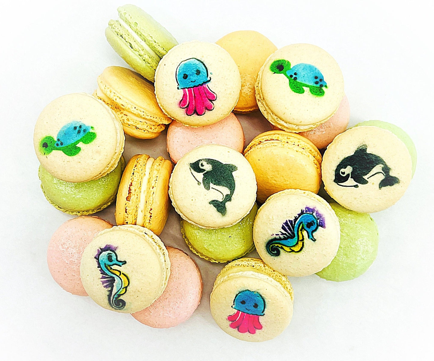 Sea Animals French Macaron Set | Available in 12 & 24 Pack - Macaron CentraleVanilla6 Pack